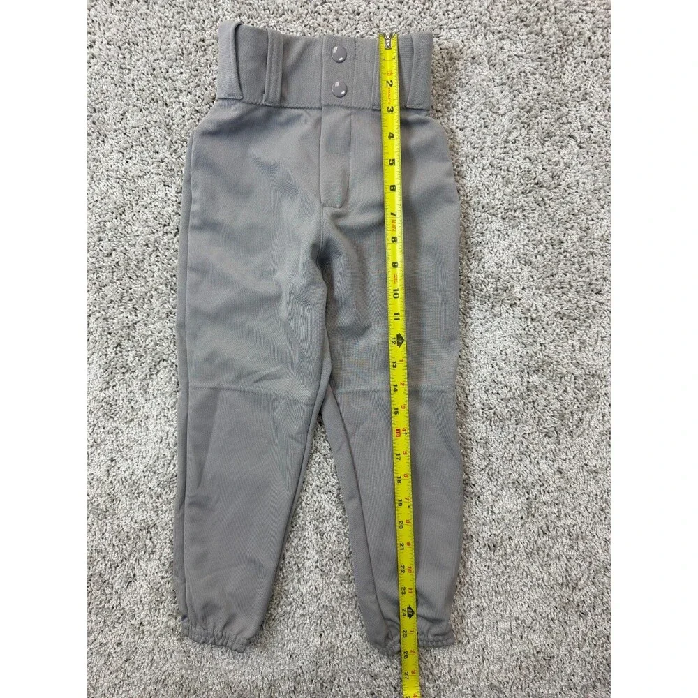 Alleson Athletic Youth XS Gray Baseball Pants Double Knee Elastic Cuff Belt Loop
